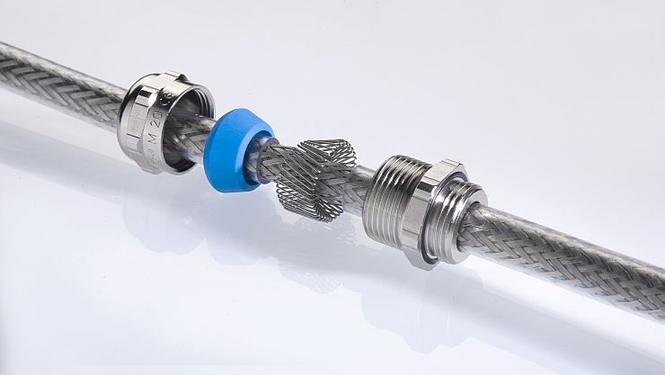 EMV-Kabelverschraubung mit speziell entwickelter Feder. Bild: Pflitsch