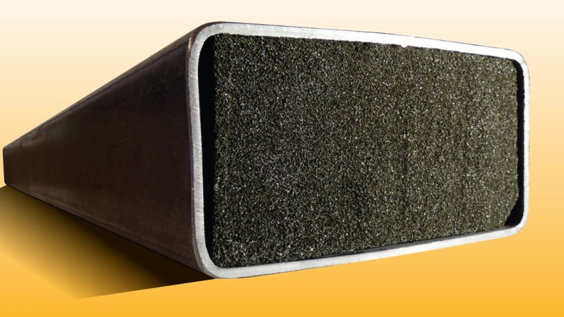 Beispielanwendung für ein Stahlprofil mit eingepresstem, schwingungsdämpfendem Füllstoff (Bild: durcrete).