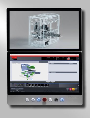 Dual-Panel-PC mit 2 Touch-Displays für komplexe und umfangreiche Visualisierungen an Maschinen (Bild: Eckelmann FCS).