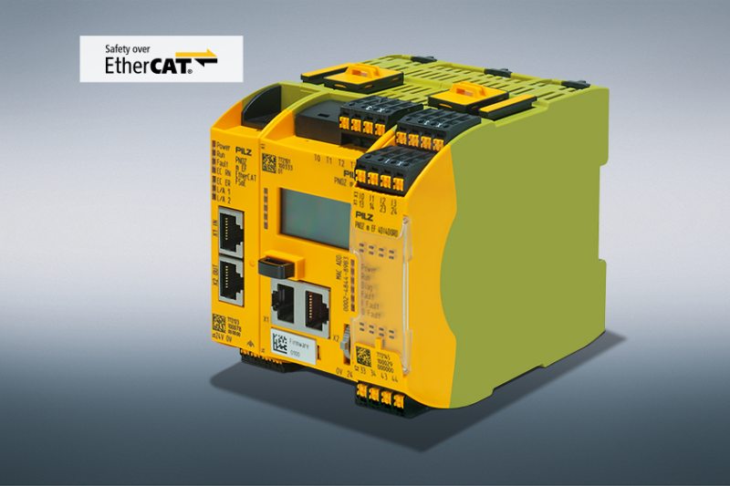 Sichere und konfigurierbare Kleinsteuerung bietet auch das offene Kommunikationssystem EtherCAT in Kombination mit dem sicheren Protokoll Safety-over-EtherCAT FSoE (Bild: Pilz).