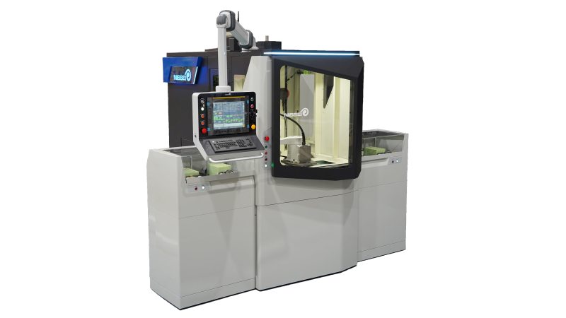 Vertikale Doppelscheiben-Schleifmaschine für das Schleifen von Wendeschneidplatten (Bild: Nissei Industry/Nagel).