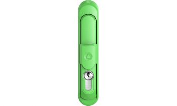 Der Schwenkgriff aus rezykliertem Kunststoff unterscheidet sich bezüglich der Produkteigenschaften nicht vom bewährten Standardprodukt aus PA6 (Bild: Emka).