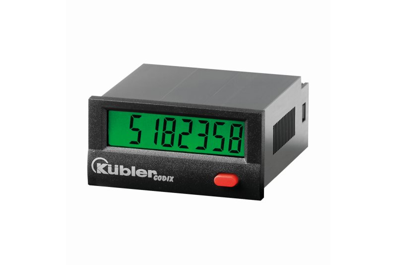 Spannungsversorgter Service-Impuls- und -Zeitzähler mit IO-Link-Schnittstelle sowie Multicolor-Display (Bild: Kübler).
