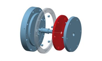 Der Flachkörper-Flanschdorn ist ein einfach bedienbares System aus (v. l.) Aufnahme, ggf. Anlagering, Druckbolzen, Distanzhülsen sowie Flachkörper und Deckel (Bild: Ringspann).