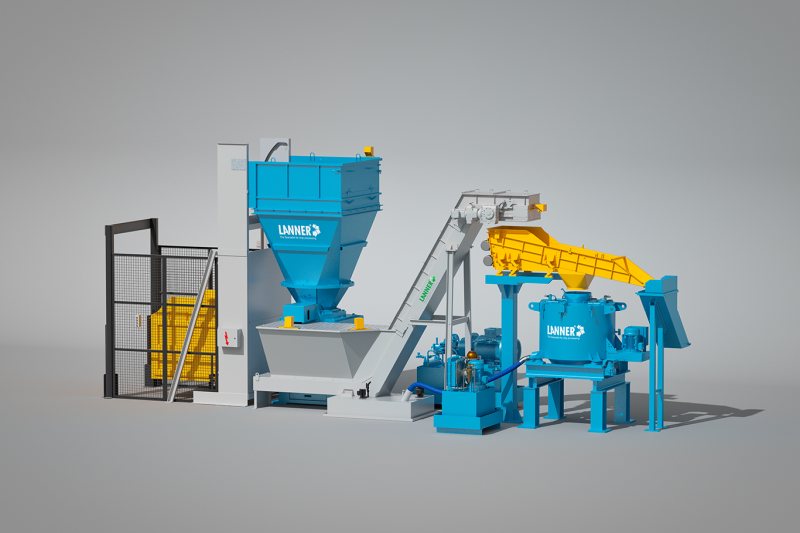 Beispiel einer vollautomatischen Späneaufbereitungsanlage von Aluminiumspänen (Bild: Lanner).