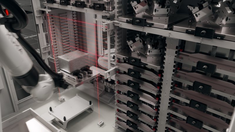 Laserüberwachungssystem des Robotersystems (Bild: Hermle).