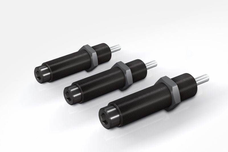 Die Kleinstoßdämpfer von ACE sind in den Größen M14, M20 und M25 lieferbar, bieten eine Energieaufnahme von 20 bis 136 Newtonmeter pro Hub bei einem Hub von 12 bis 25 Millimetern und passen so gut wie in jede neue oder bestehende Konstruktion (Bild: ACE).