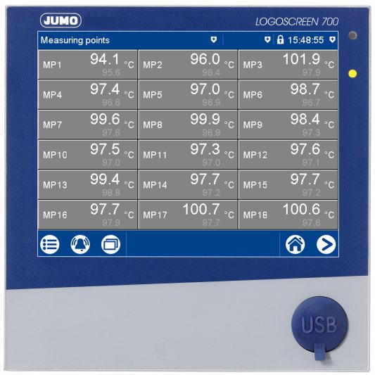 Der Bildschirmschreiber »Logoscreen 700« ist einfach und intuitiv bedienbar. Dafür sorgt das auf Icon-basierte Bedien- und Visualisierungskonzept (Bild: Jumo).
