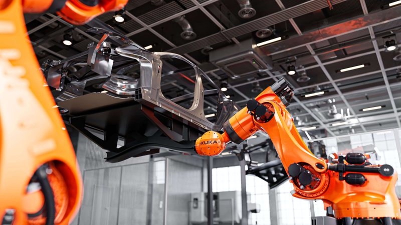Der Roboter bietet bis zu 1,5 t Traglast bei vergleichsweise geringem Eigengewicht (Bild: Kuka).