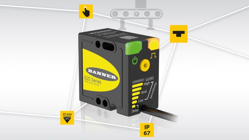 Mit seinem 25 mm breiten Lichtstrahl erkennt der Sensor auch kleine Objekte zuverlässig (Bild: Turck).