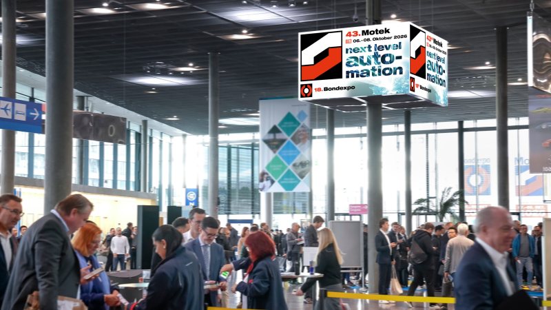 Motek und Bondexpo starten wieder am 6. Oktober 2026 in Stuttgart (Bild: Schall).