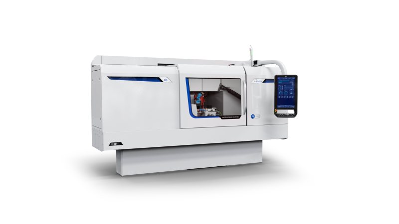 Die Rundschleifmaschine verfügt über einen automatisch schwenkbaren Schleifkopf für zwei Außenschleifscheiben und eine Innenschleifscheibe oder einen Produktionsspindelkopf (Bild: Studer).