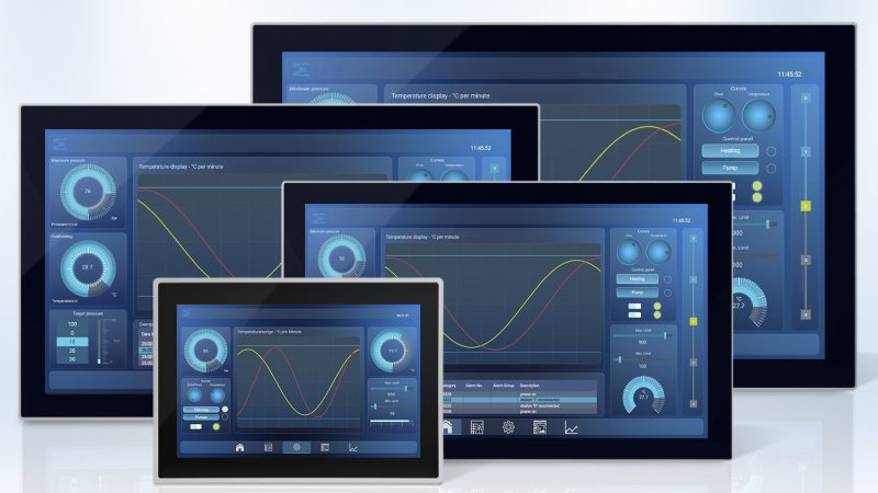 Die neuen Mulitouch-Panels sind als Einbau- und Tragarmvariante verfügbar (Bild: Sigmatek).