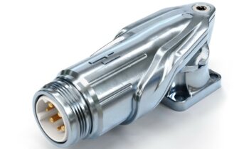 Der modular aufgebaute Winkelstecker lässt sich variabel mit unterschiedlichen Stift- und Buchseneinsätzen bestücken (Bild: Hummel AG).