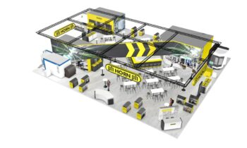 Computergenerierte Ansicht des Messestands (Bild: Horn).